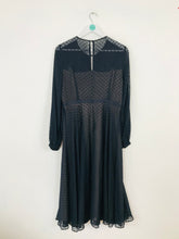 Load image into Gallery viewer, Hobbs Women’s Sheer Long Sleeve A-line Midi Dress | UK14 | Navy Blue