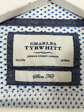 Load image into Gallery viewer, Charles Tyrwhitt Men’s Diamond Print Slim Fit Shirt | 15.5 / 37” 39/94cm | White and blue