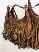 Load image into Gallery viewer, Karen Millen Womens Suede Fringe Hand Bag | Small | Brown