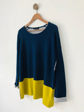 Load image into Gallery viewer, Jaeger Women’s Colour Block Wool Jumper | XL UK16 | Blue Yellow