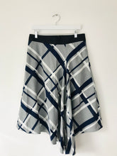 Load image into Gallery viewer, Teatum Jones Label Mix Asymmetrical Check Midi Skirt | UK12 | Grey