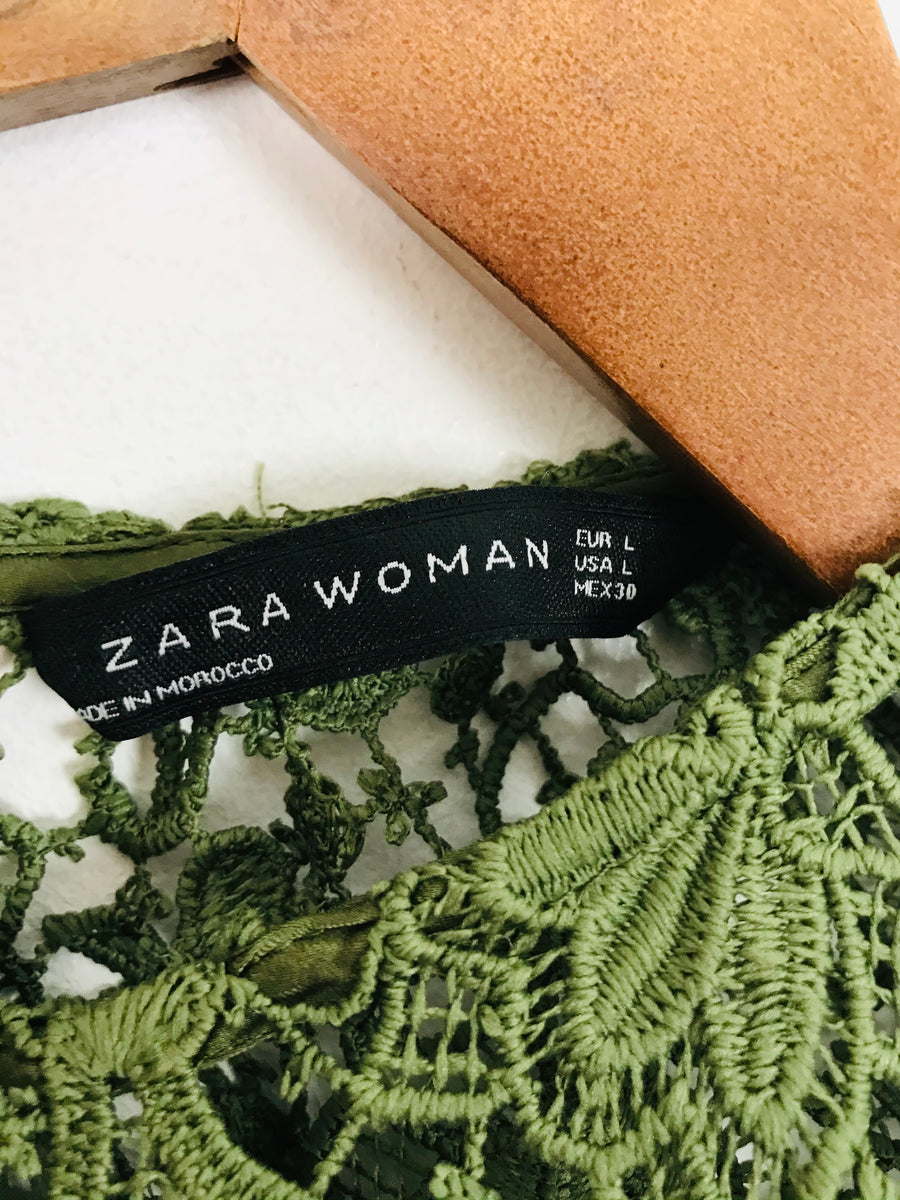 Zara Women's Floral Lace Midi Dress | L UK14