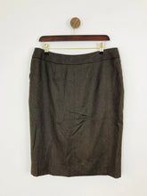 Load image into Gallery viewer, Jaeger Women’s Wool Button Up Skirt | UK14 | Brown