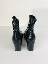 Load image into Gallery viewer, Russell & Bromley Women's Patent Leather Heeled Snakeskin Boots | 40 UK7 | Black