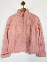 Load image into Gallery viewer, Boden Women's Quarter Zip Cable Knit Jumper | M UK10-12 | Pink