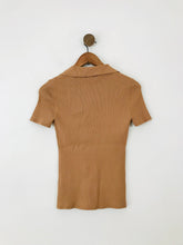 Load image into Gallery viewer, Karen Millen Women's Knit Henley T-Shirt | M UK10-12 | Brown