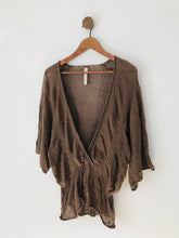 Load image into Gallery viewer, Oui Moments Women's Oversized V Neck Short Sleeve Jumper | UK12 | Brown