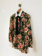 Load image into Gallery viewer, Zara Women’s Floral Tie Blouse Shirt | L UK14 | Green Pink
