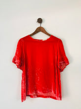 Load image into Gallery viewer, Sezane Women’s Velvet Ruffle Sleeve Blouse | 38 UK10 | Orange