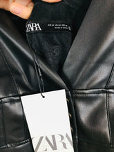 Load image into Gallery viewer, Zara Women's Faux Leather Dungaree Midi Dress NWT | M UK10-12 | Black
