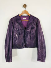 Load image into Gallery viewer, Jensen Women's Leather Crop Jacket | M UK10-12 | Purple