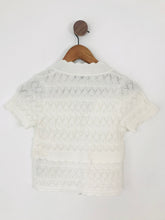 Load image into Gallery viewer, Zara Women’s V Neck Crochet Cropped Top | S UK8 | White