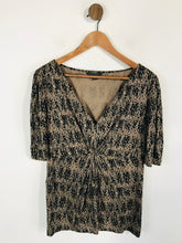 Load image into Gallery viewer, Banana Republic Women's Animal Print Ruched T-Shirt | L UK14 | Brown