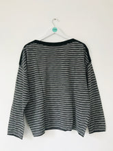 Load image into Gallery viewer, AllSaints Women’s Striped Wide Neck Long Sleeve Shirt | S UK8 | Black White