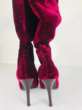Load image into Gallery viewer, Office Women's Velvet Over Knee Boots | UK4 | Red
