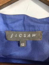 Load image into Gallery viewer, Jigsaw Women's Silk Long Sleeve Button-Up Shirt | UK12 | Blue