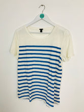 Load image into Gallery viewer, J Crew Women’s Short Sleeve Stripe T-shirt | UK14 | White and Blue