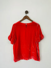 Load image into Gallery viewer, Sezane Women’s Velvet Ruffle Sleeve Blouse | 38 UK10 | Orange