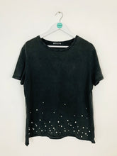 Load image into Gallery viewer, Zara Women’s Oversized Pearl Embellished Tshirt | UK14 | Grey