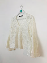 Load image into Gallery viewer, Zara Women’s Floral Lace Flare Sleeve Top Blouse | M | White