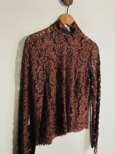 Load image into Gallery viewer, Wilfred Women's High Neck Lace Blouse | M UK10-12 | Brown