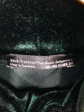 Load image into Gallery viewer, Zara Women's Velvet High Neck T-Shirt | M UK10-12 | Green