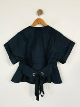 Load image into Gallery viewer, Edun Women's Crop Ruched Blouse | M UK10-12 | Blue