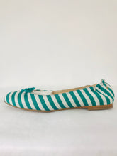 Load image into Gallery viewer, L.K. Bennett Women’s Slip On Stripe Ballet Pump Flats | UK6 EU39 | Green
