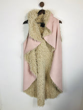 Load image into Gallery viewer, QED London Women's Faux Shearling Suede Gilet Overcoat Coat | One Size | Pink