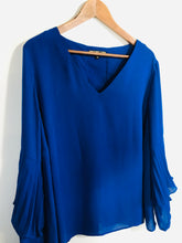 Load image into Gallery viewer, Biba Women's Sheer V-Neck Blouse | UK18 | Blue