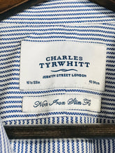 Load image into Gallery viewer, Charles Tyrwhitt Men's Cotton Striped Button-Up Shirt | 16.5 42 | Blue