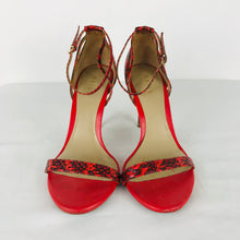 Load image into Gallery viewer, Reiss Womens Heeled Sandals | EU40 UK7 | Red Snakeskin
