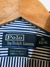 Load image into Gallery viewer, Ralph Lauren Men's Cotton Striped Button-Up Shirt | 40/41 | Blue