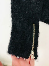 Load image into Gallery viewer, Whistles Women’s Faux Fur Knitted Bomber Biker Jacket | UK10 | Black