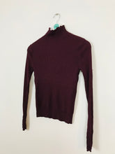Load image into Gallery viewer, Zara Womens Rib Polo Turtle Neck Knit Top | EU S UK8 | Burgundy Red