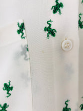 Load image into Gallery viewer, Club Monaco Women's Silk Frog Print Button-Up Shirt | S UK8 | White