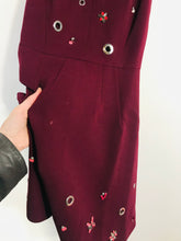 Load image into Gallery viewer, Whistles Women's Floral Beaded A-Line Dress | UK6 | Red