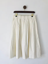 Load image into Gallery viewer, Zara Women’s Pleated A-Line Denim Midi Skirt | M UK10-12 | Cream White