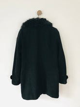Load image into Gallery viewer, Zara Women’s Fur Hood Wool Overcoat Coat Jacket | M UK10-12 | Black