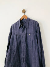 Load image into Gallery viewer, Armani Jeans Men's Linen Button-Up Shirt | L | Blue