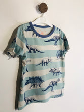Load image into Gallery viewer, Boden Kid's Striped Dinosaur Print T-Shirt | 4-6 Years | Blue