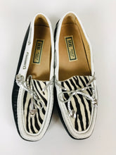 Load image into Gallery viewer, HB Espana Women's Leather Zebra Print Bow Moccasins | 37.5 UK5 | Black