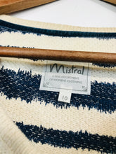 Load image into Gallery viewer, Mistral Women's Striped Collarless Blazer Jacket | UK10 | Multicolour