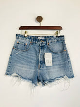 Load image into Gallery viewer, Zara Women's Denim Distressed Hot Pants Shorts NWT | UK12 | Blue