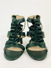 Load image into Gallery viewer, Kurt Geiger Women’s Leather Ruffle Heeled Sandals | 38 UK5 | Green