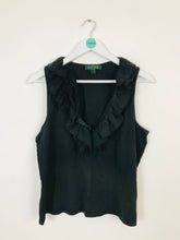 Load image into Gallery viewer, Ralph Lauren Women’s Sleeveless V-Neck Ruffle Tank Top | L | Black