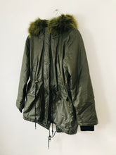 Load image into Gallery viewer, Whistles Women’s Waxy Faux Fur Hooded Parka Coat | M UK10-12 | Khaki Green
