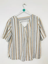 Load image into Gallery viewer, Wrap London Women’s Stripe Linen V-Neck Top | UK14 | White