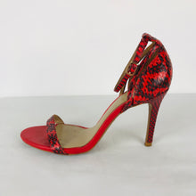 Load image into Gallery viewer, Reiss Womens Heeled Sandals | EU40 UK7 | Red Snakeskin