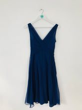 Load image into Gallery viewer, L.K. Bennett Women’s V-Neck Silk Draped Dress | UK8 | Navy Blue